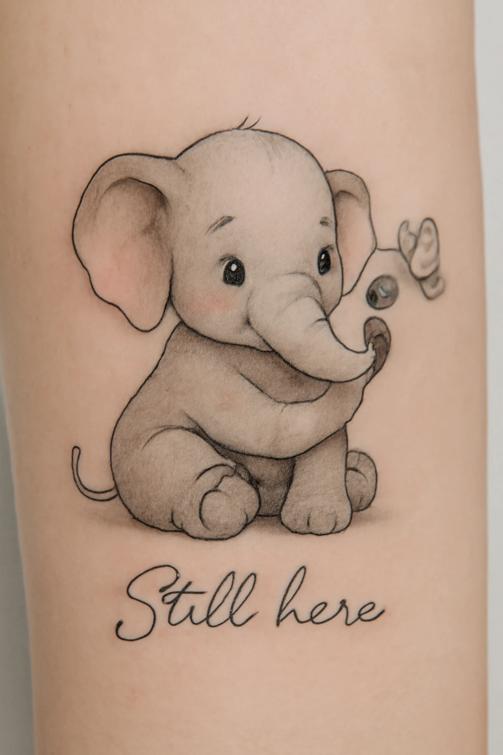 Baby Elephant with Semicolon Tattoo — "Trunk of Hope"