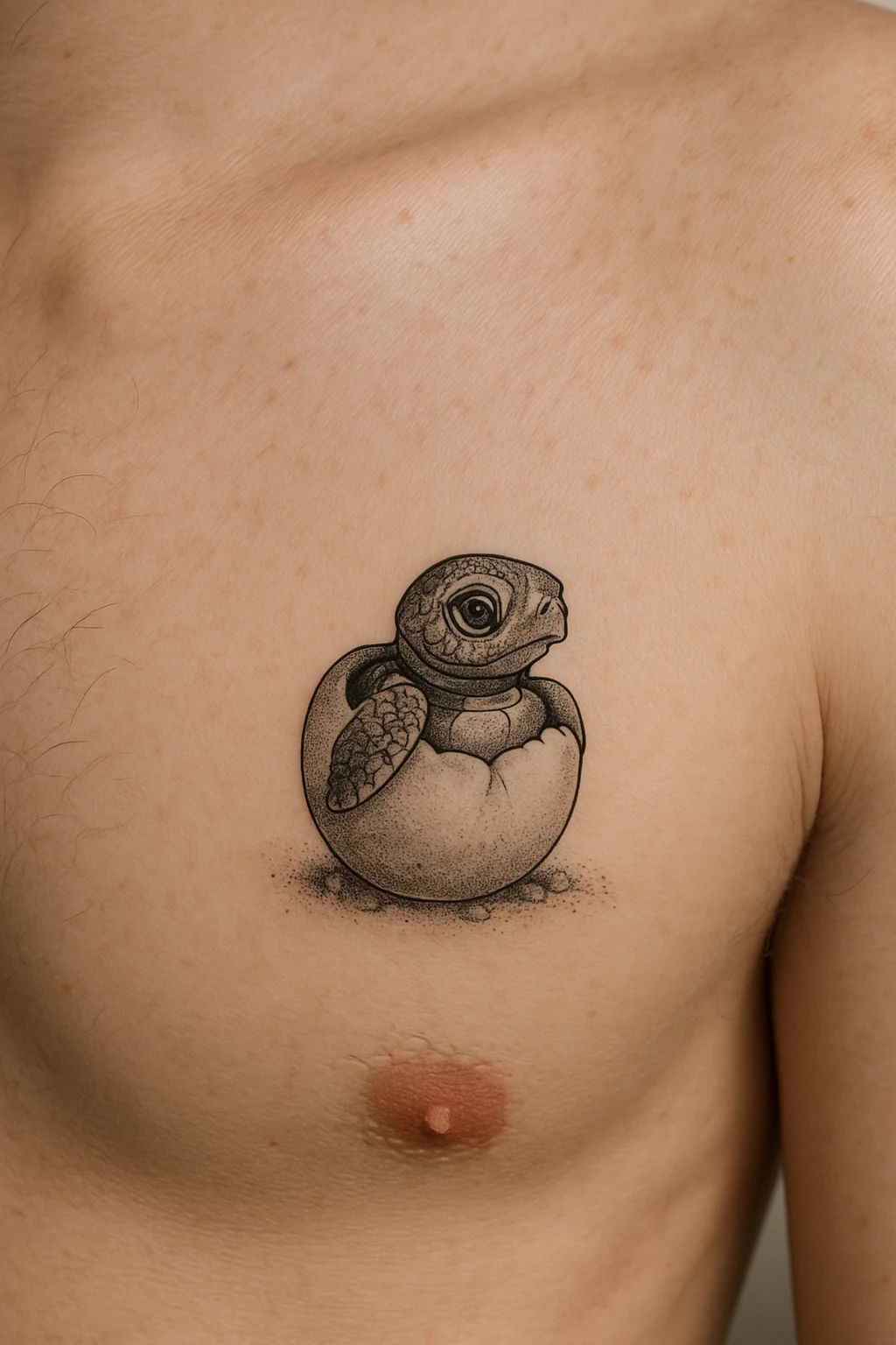 Baby Sea Turtle with Egg Tattoo