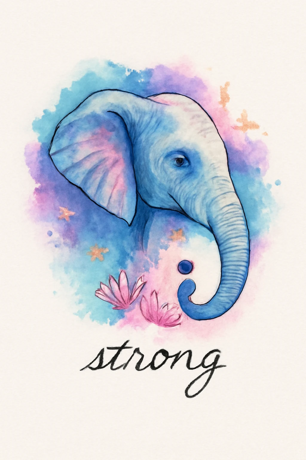 Colorful Elephant Tattoo with Semicolon