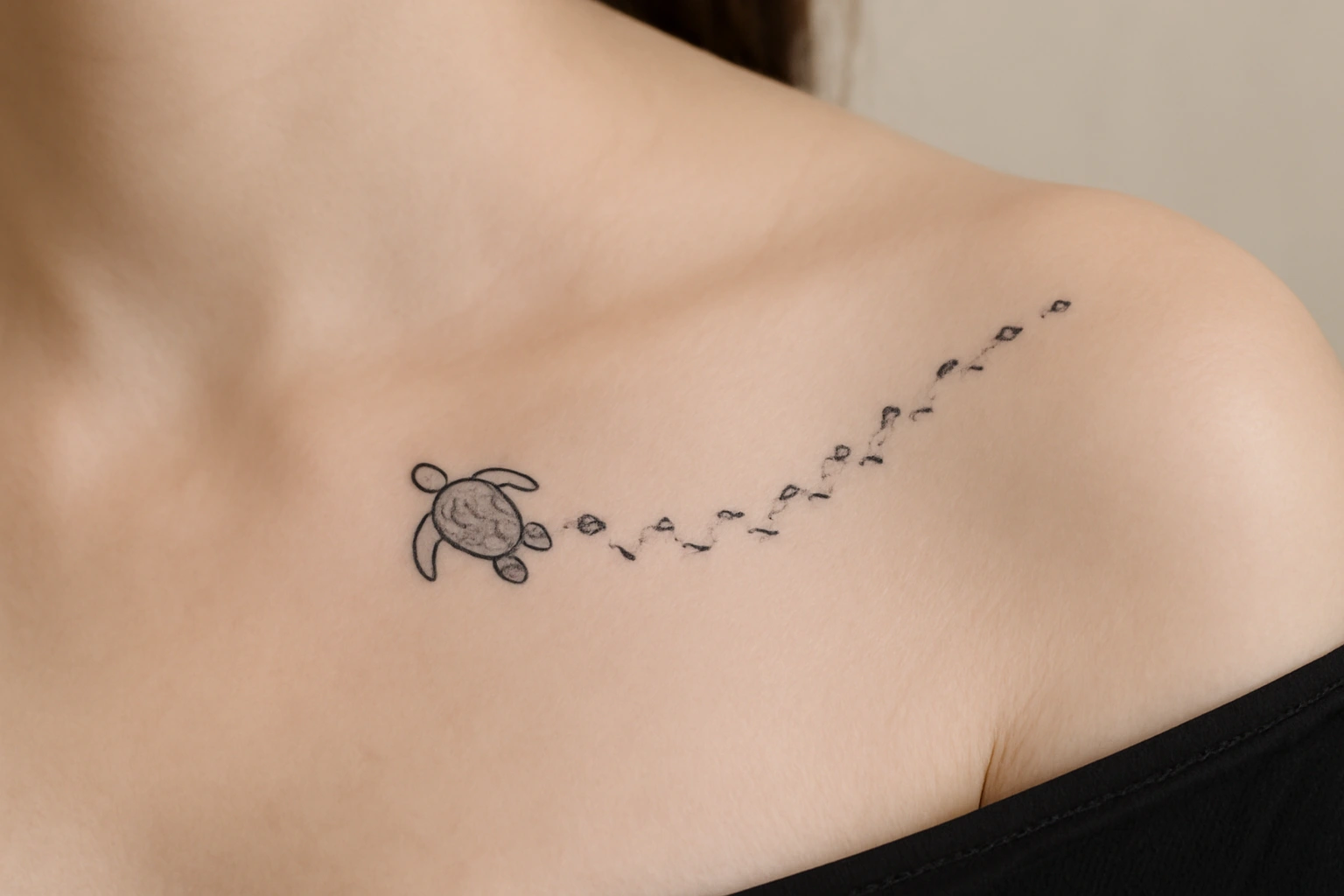 Delicate Turtle Footprints Tattoo