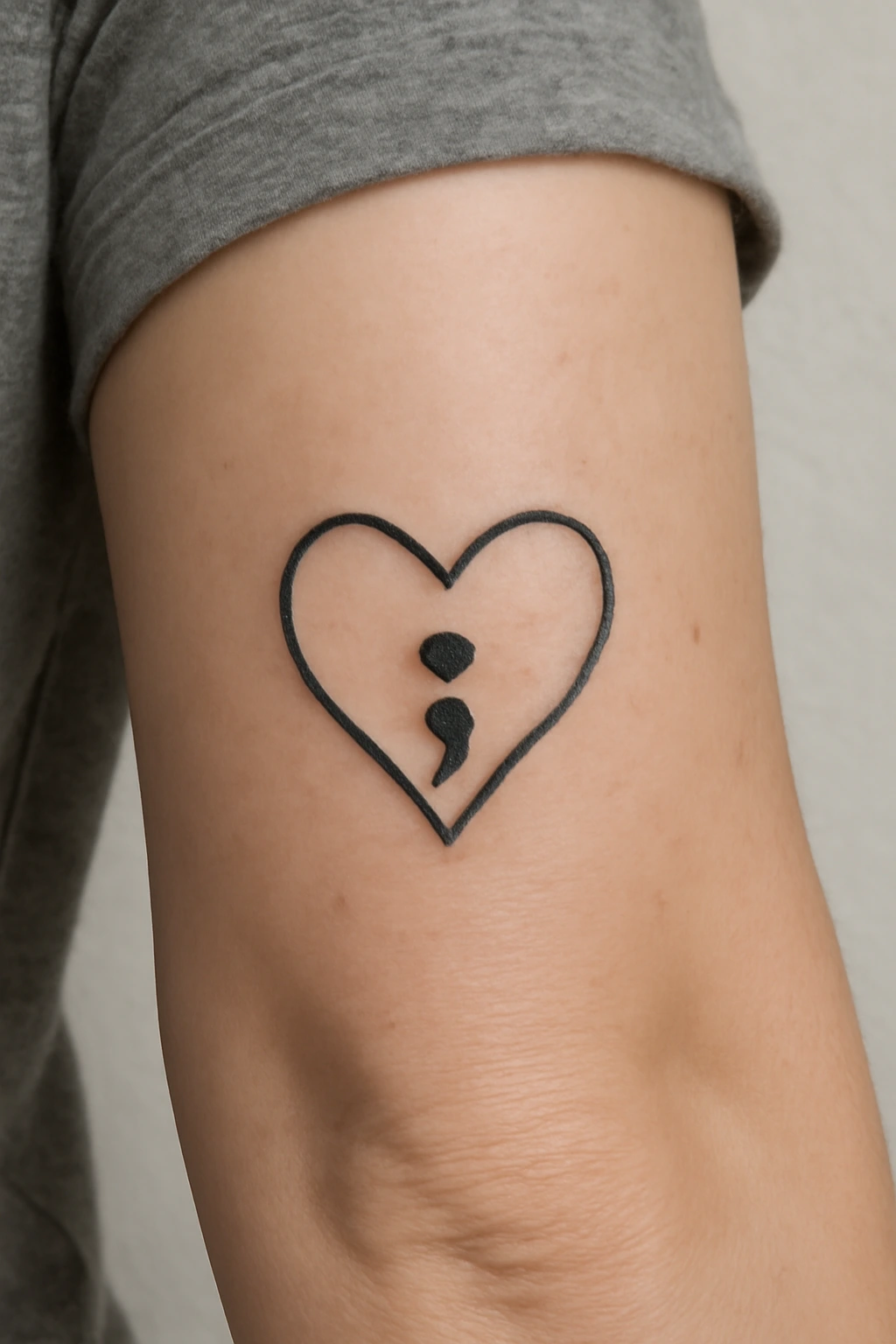 Elbow Heart Semicolon Tattoo — Couple’s Punctuation