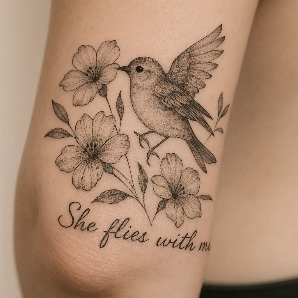 Floral Design with Bird Accent