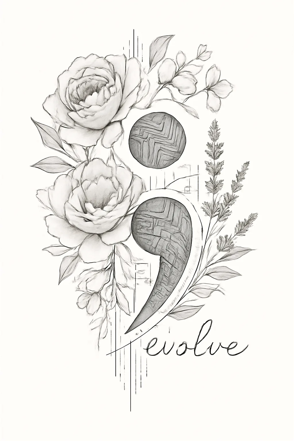 Floral Design with Semicolon Detail