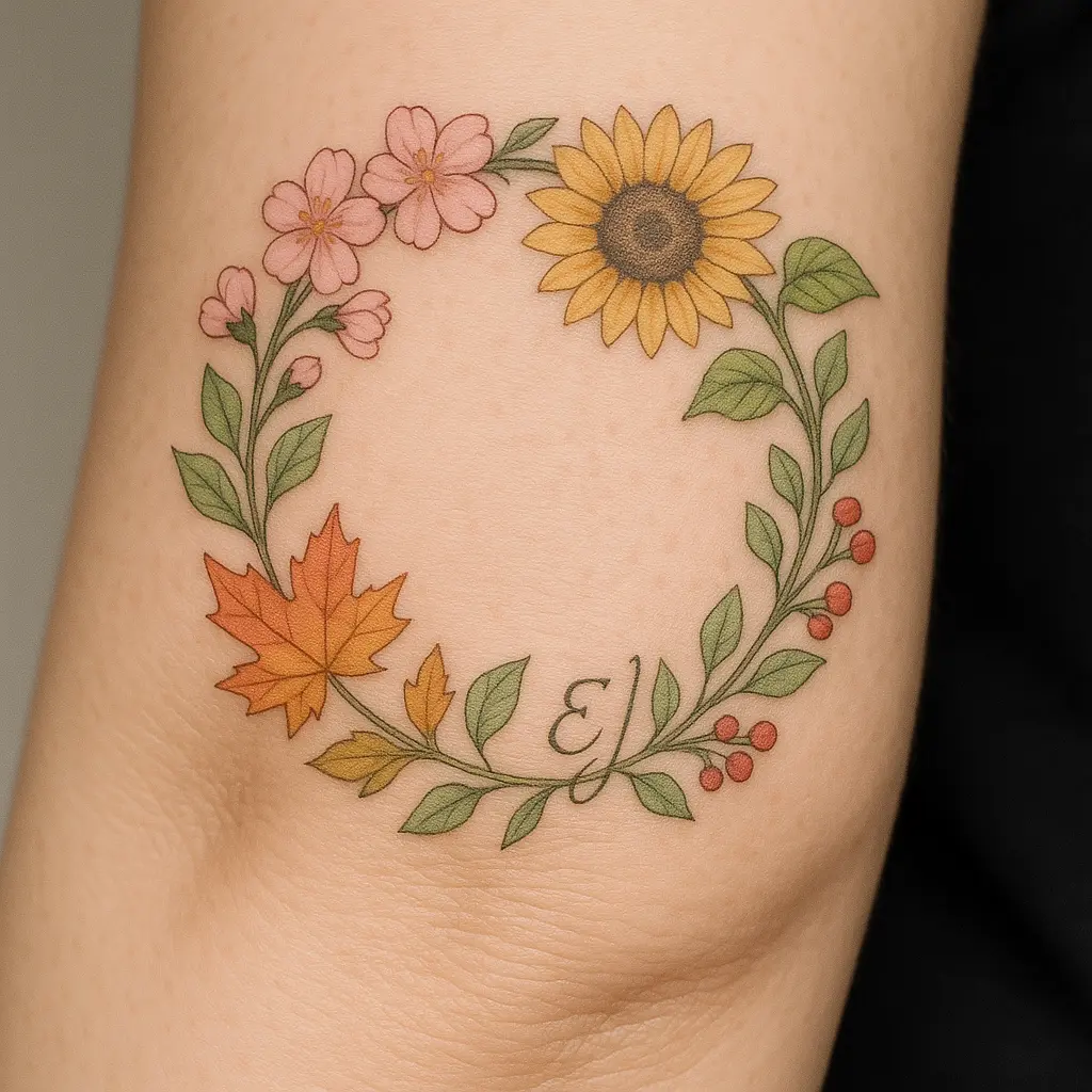 Floral Wreath Design on Elbow