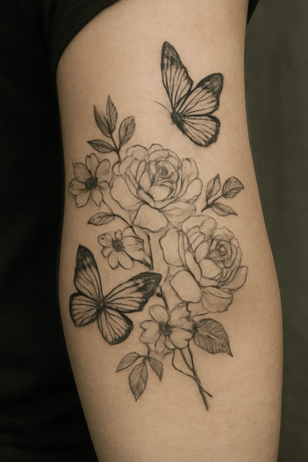 Floral and Butterfly Elbow Design
