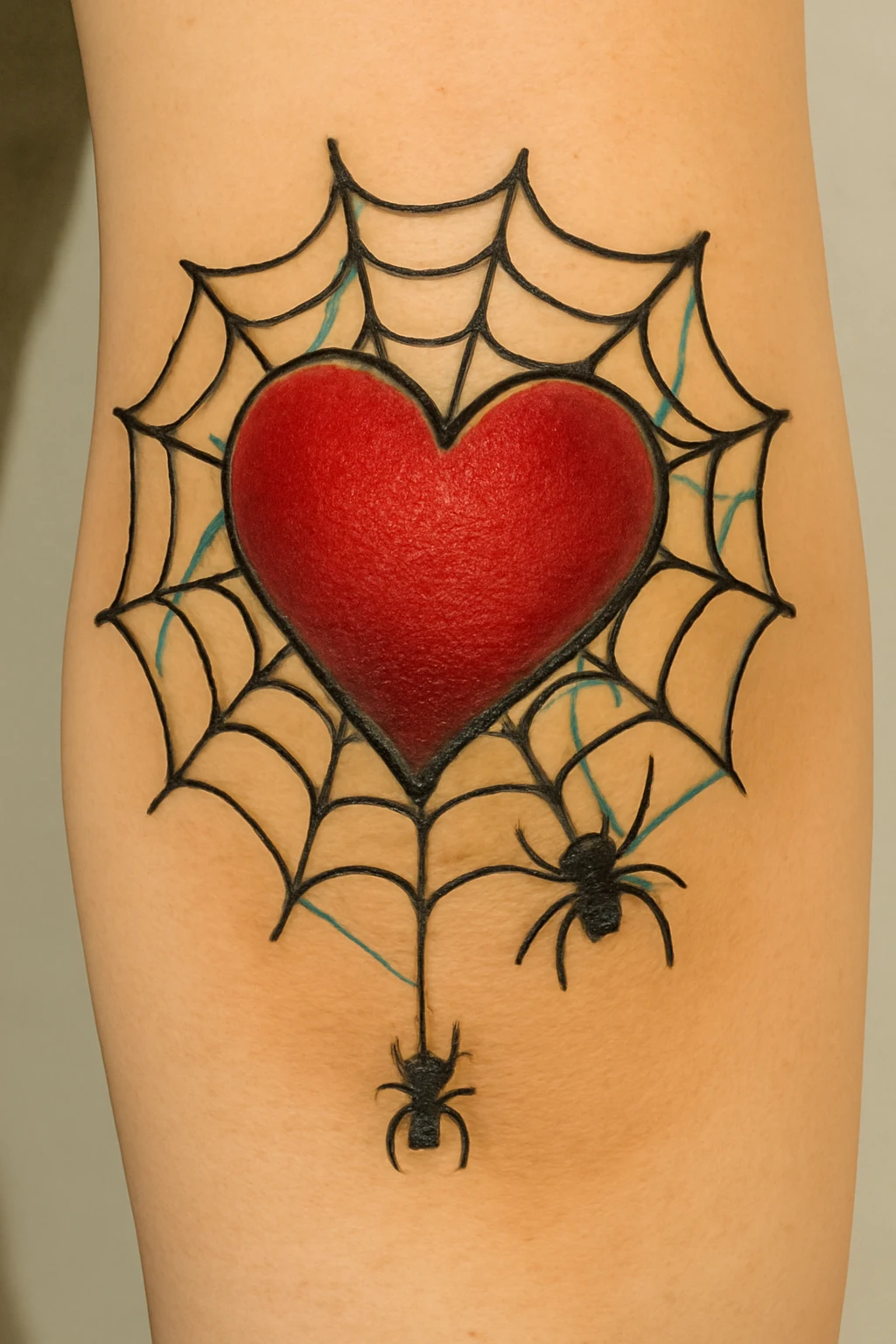 Heart Enclosed in Spiderweb Design