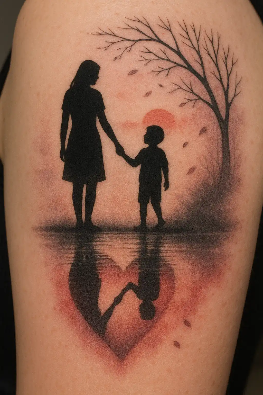 Heart Reflection Mother and Son Tattoo