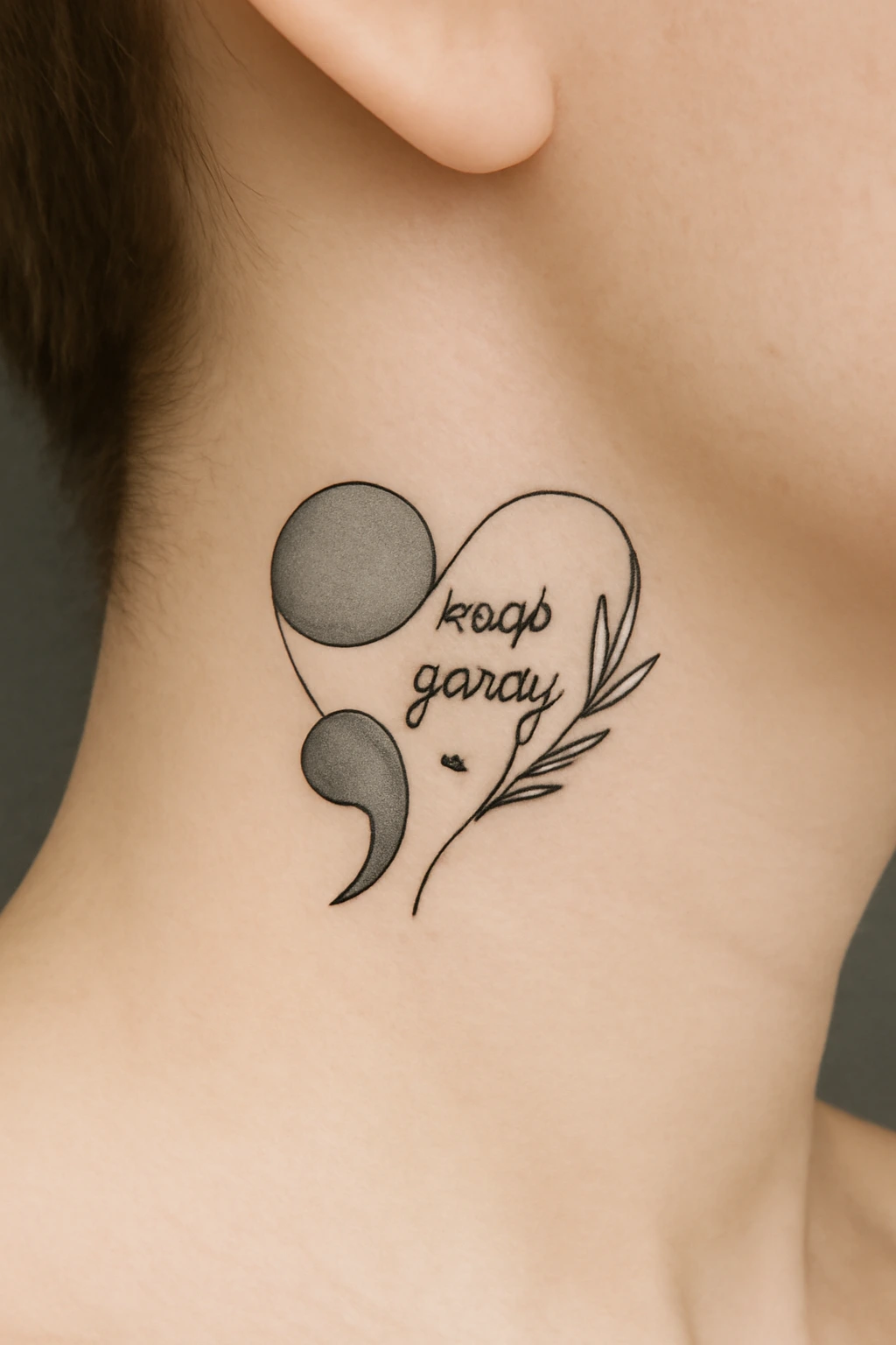 Heart-Shaped Semicolon Tattoo Design