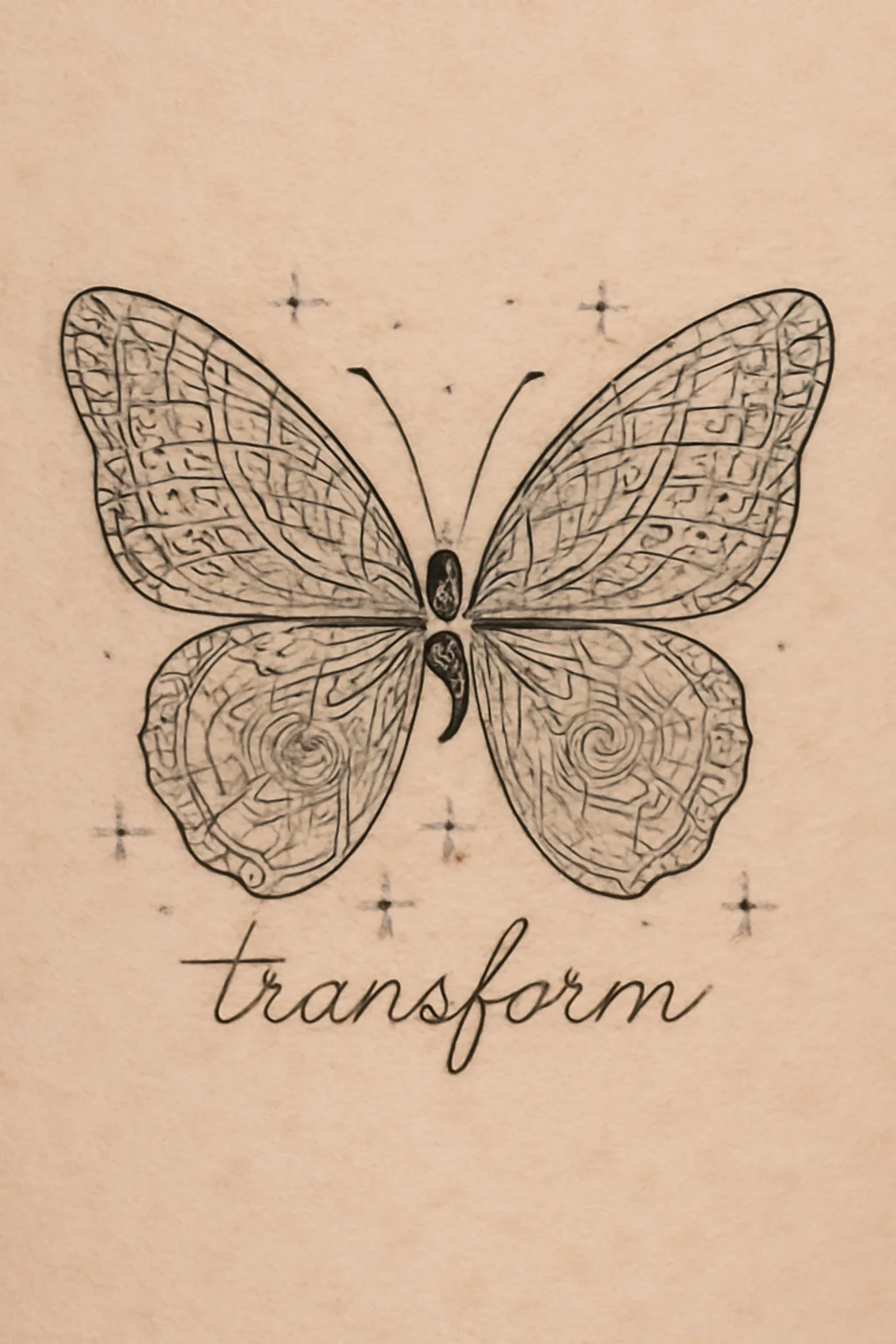 Intricate Linework Butterfly with Semicolon Tattoo