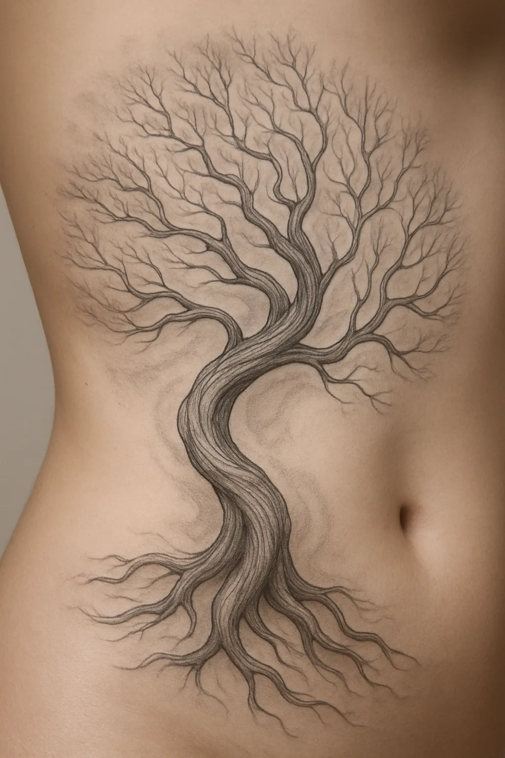 Intricate Tree Design on Skin — “Woven In”