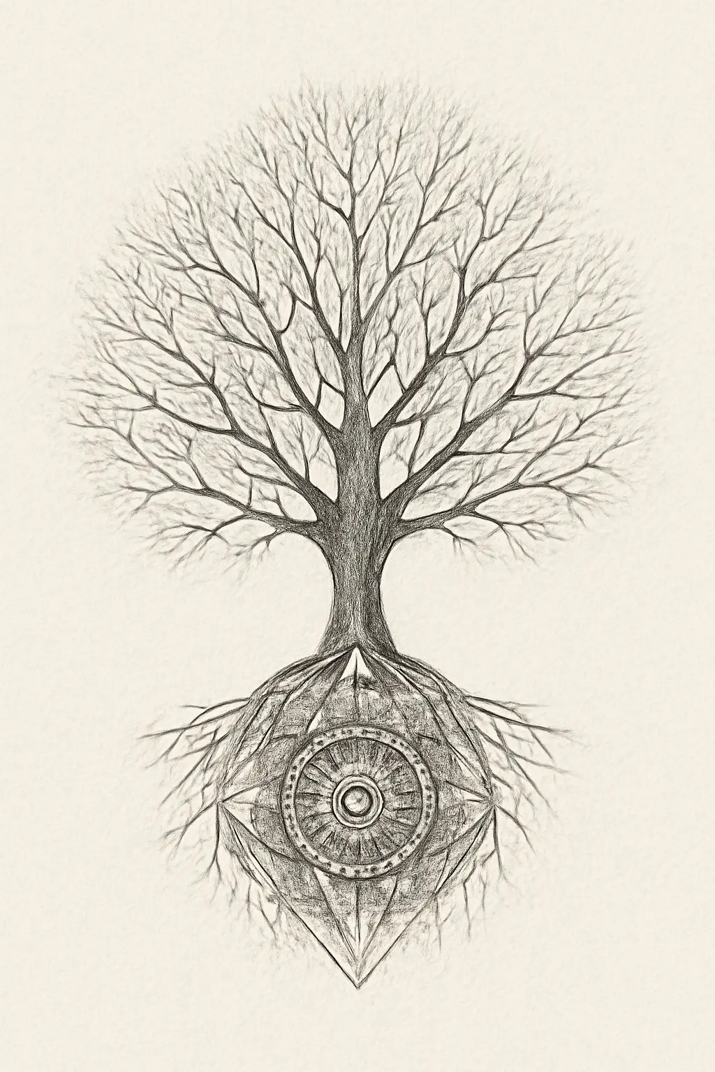 Intricate Tree Design with Geometric Base — “Sacred Structure”