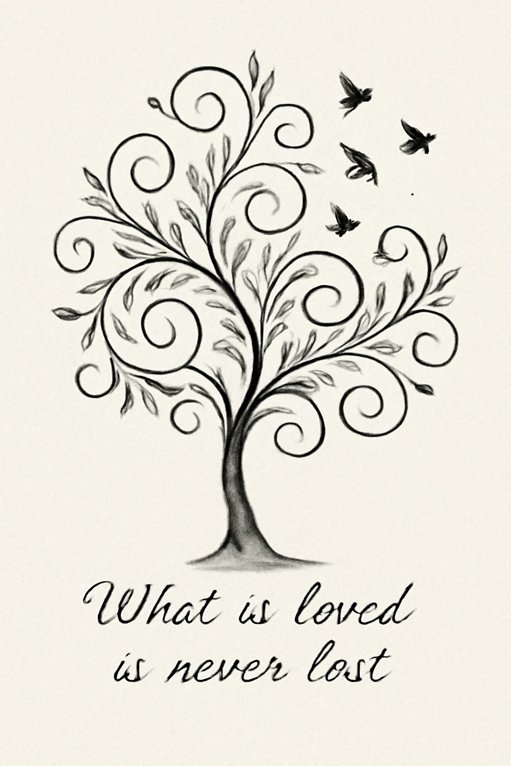 Intricate Tree Design with Swirling Branches — “Winds of Change”
