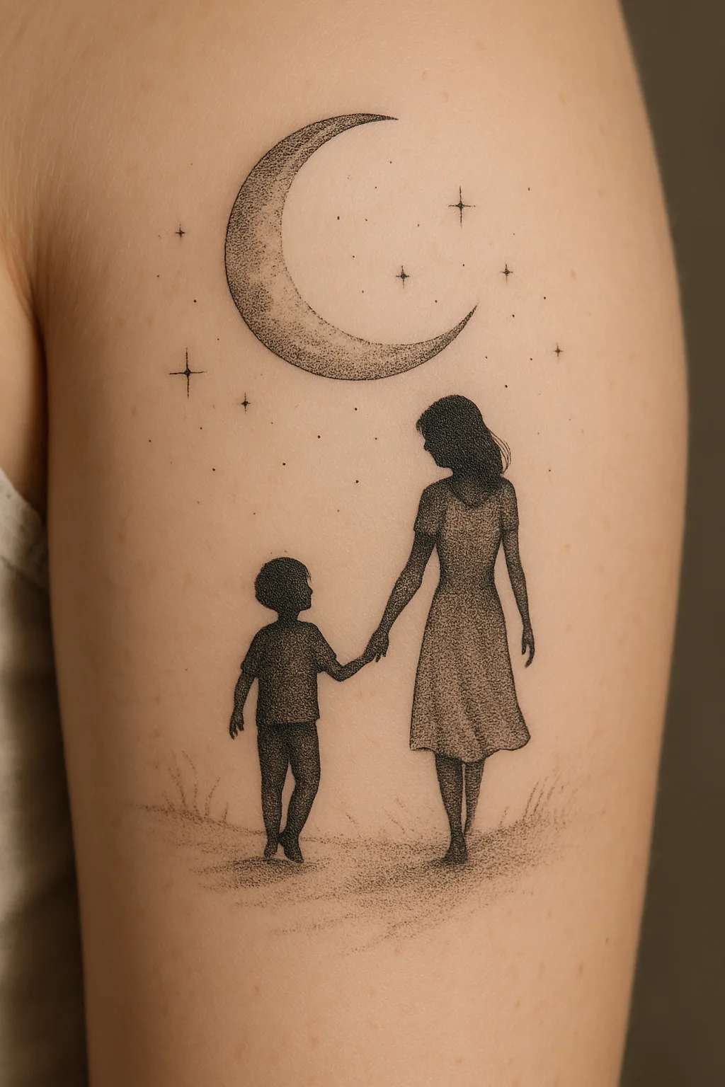 Moonlit Mother and Son Tattoo