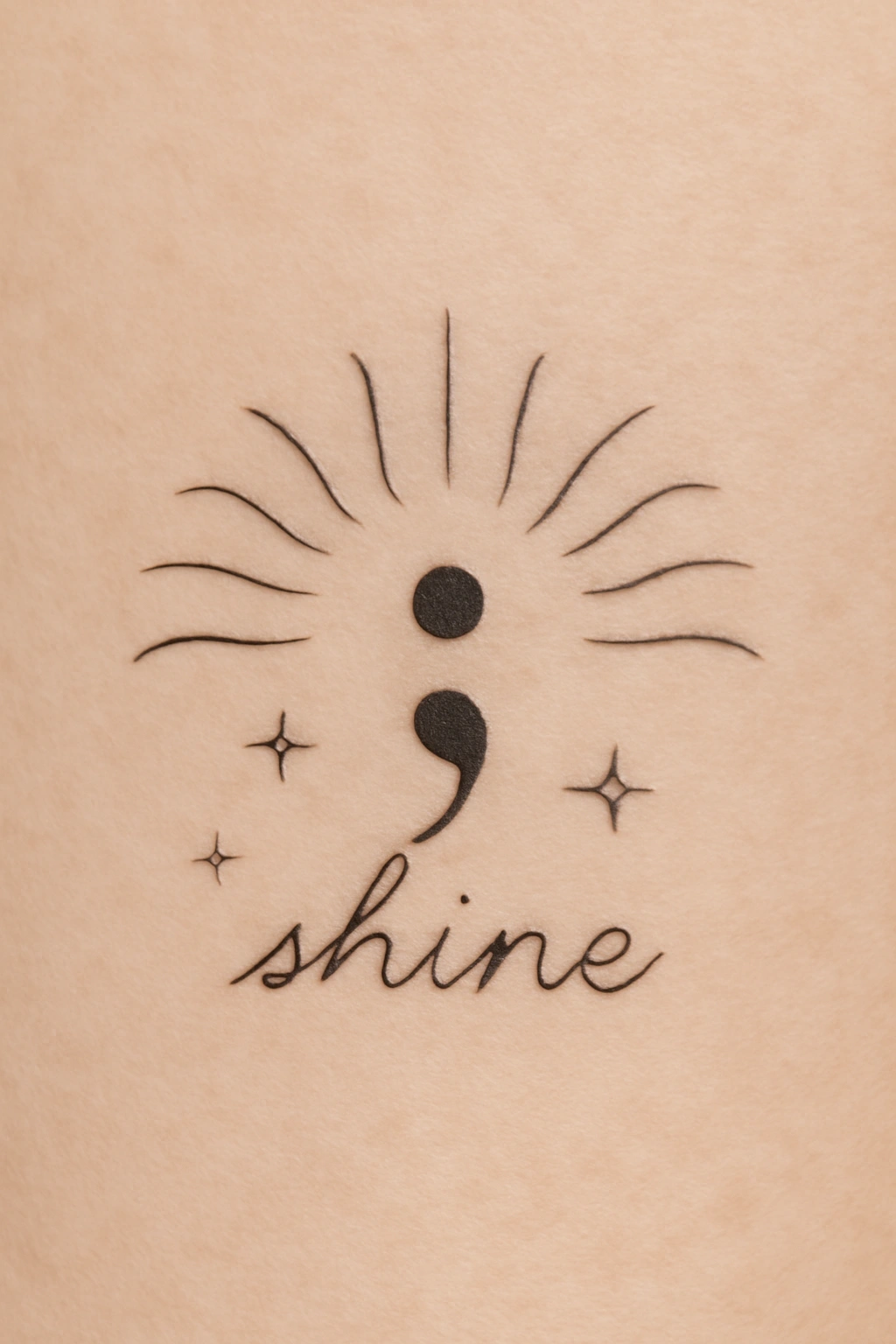 Semicolon and Sun Tattoo Design