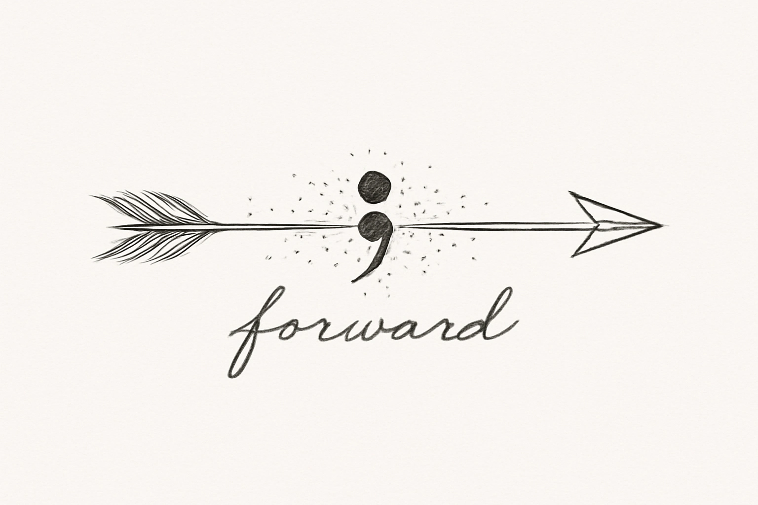 Semicolon with Arrow and Dot Design