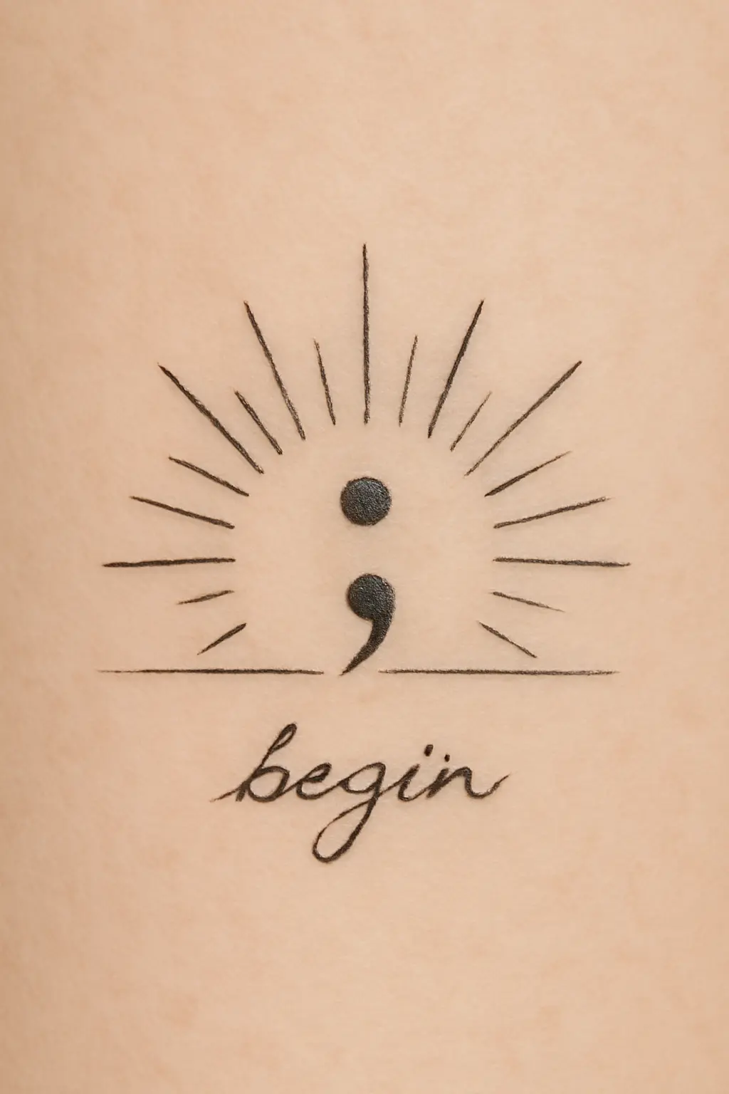 Semicolon with Sun Motif Tattoo Design