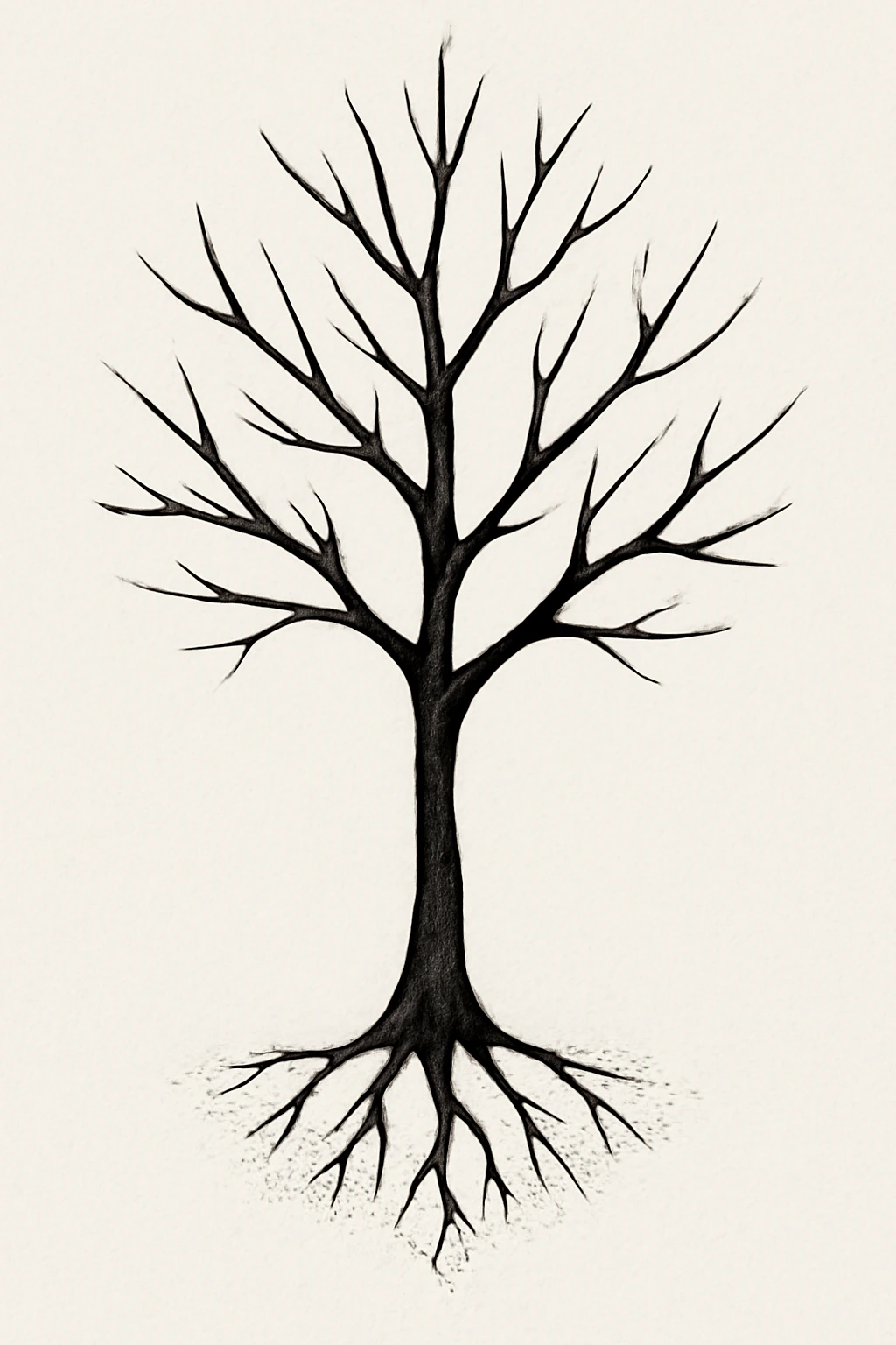 Simple Black Tree Tattoo Design — “Rooted in Strength”