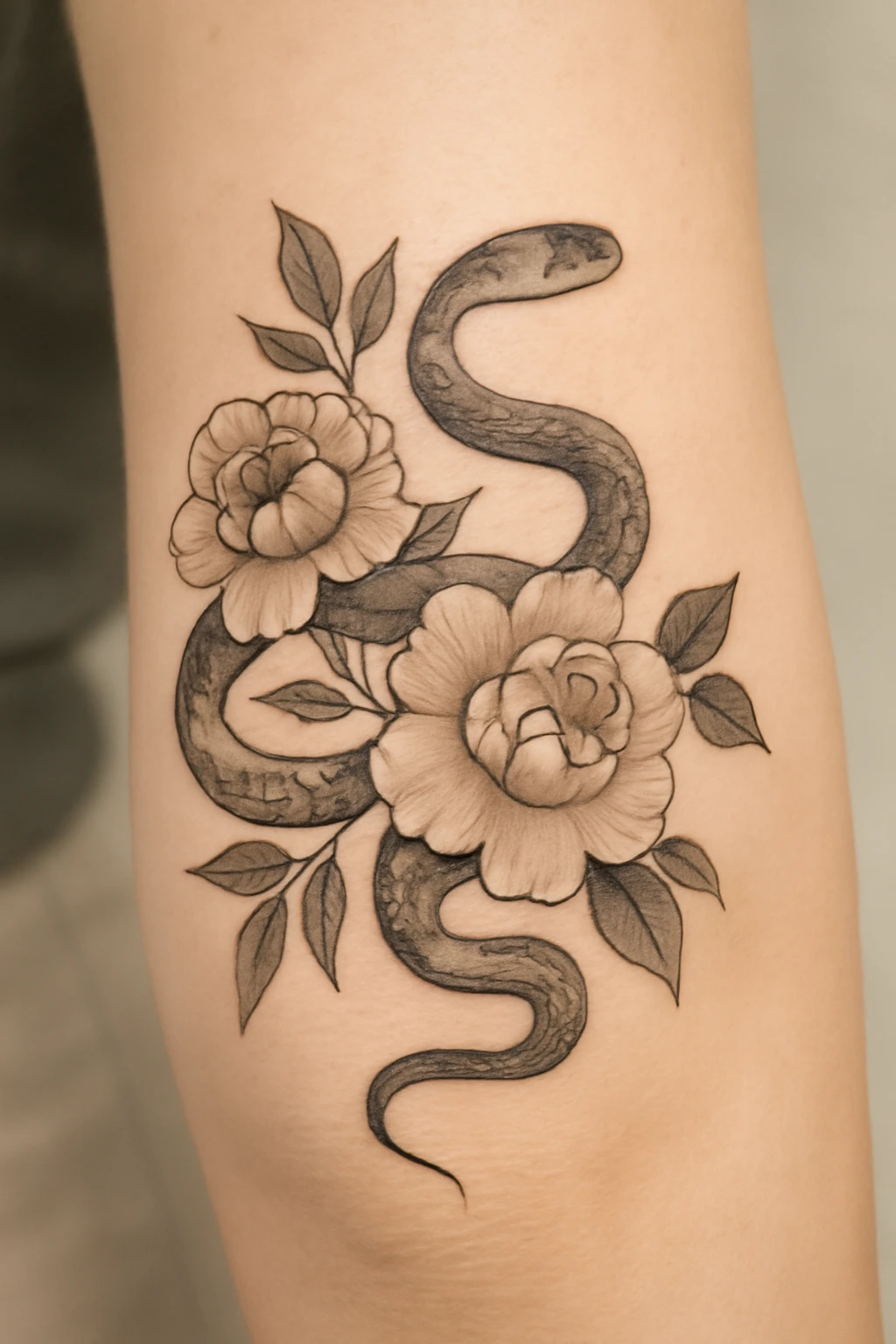 Snake Wrapped Around Floral Design