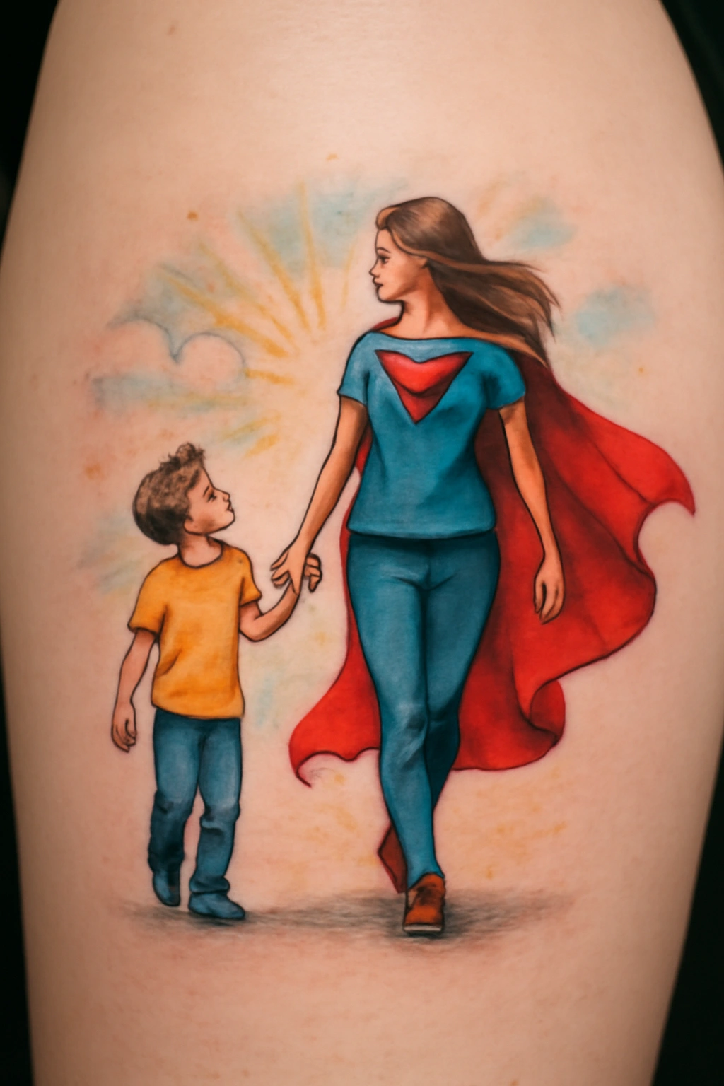 Supermom and Son Tattoo
