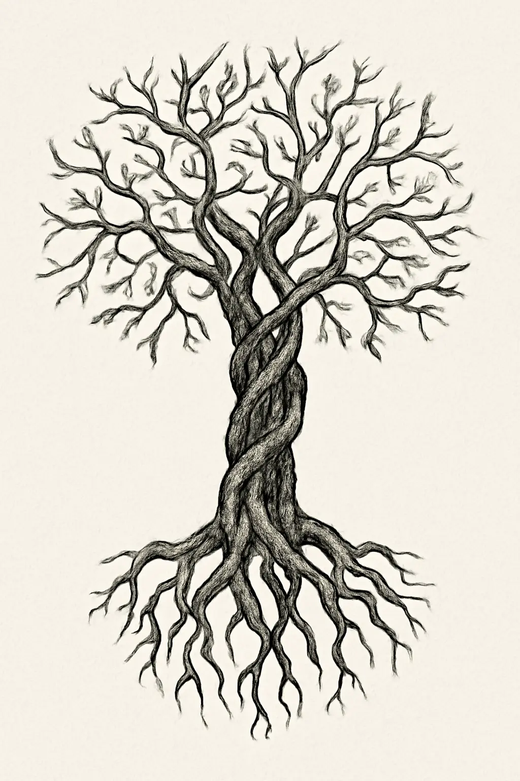 Twisted Branches and Roots Design — “Tangled Yet Growing”