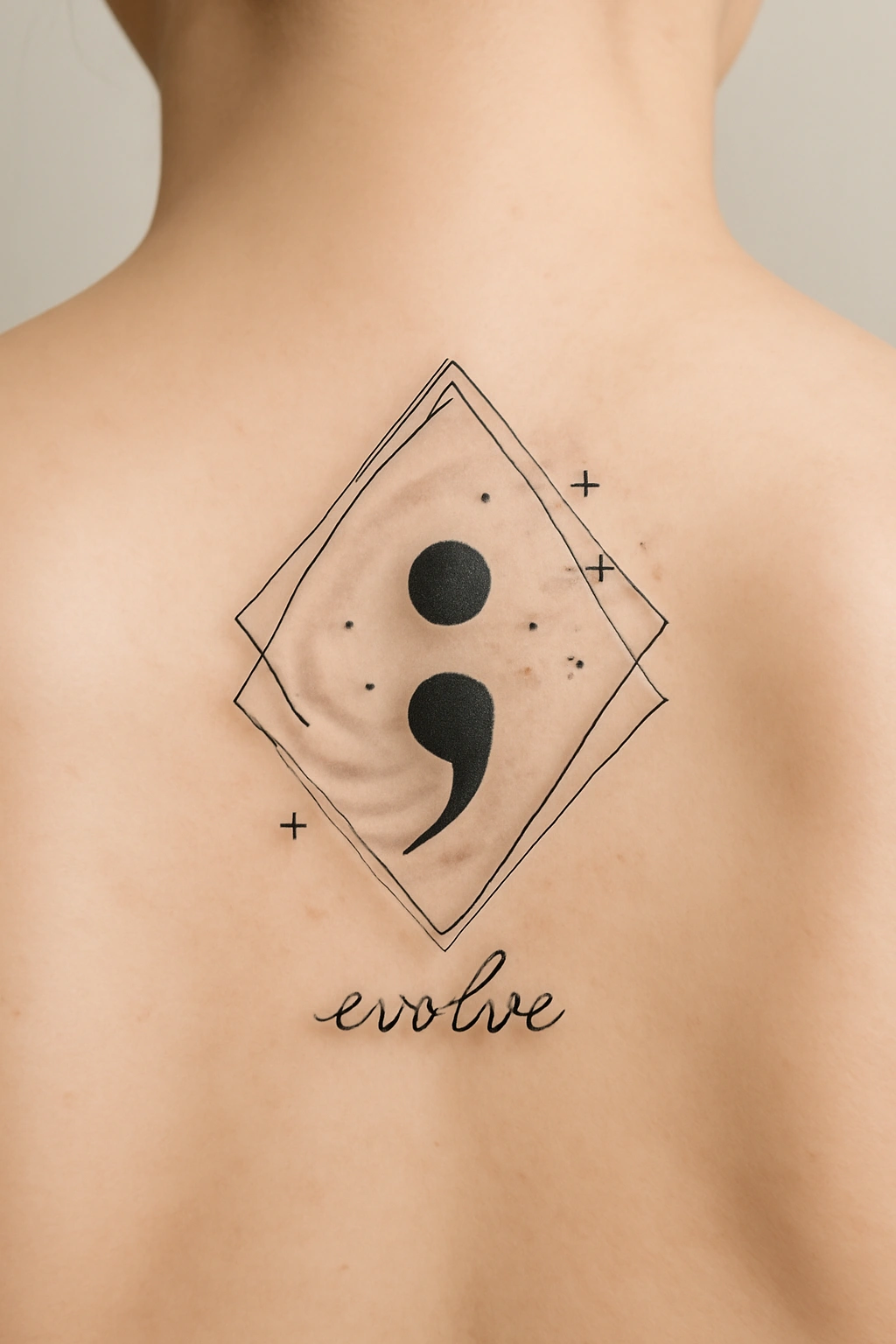 Unique Semicolon Tattoo with Creative Placement and Artistic Design