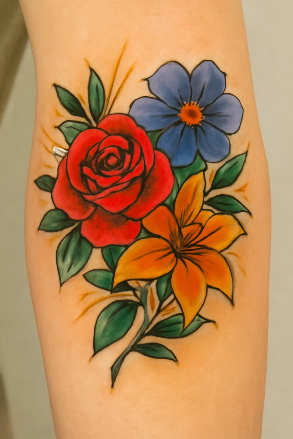 Vibrant Floral Design on Elbow