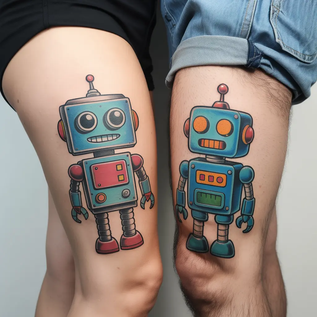 Unique robot-themed matching tattoos for best friends showcasing creativity and deep emotional meaning.

