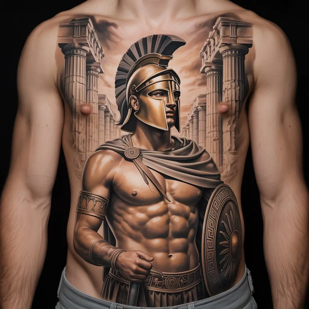 12. Ancient Greek Warrior Tattoo
