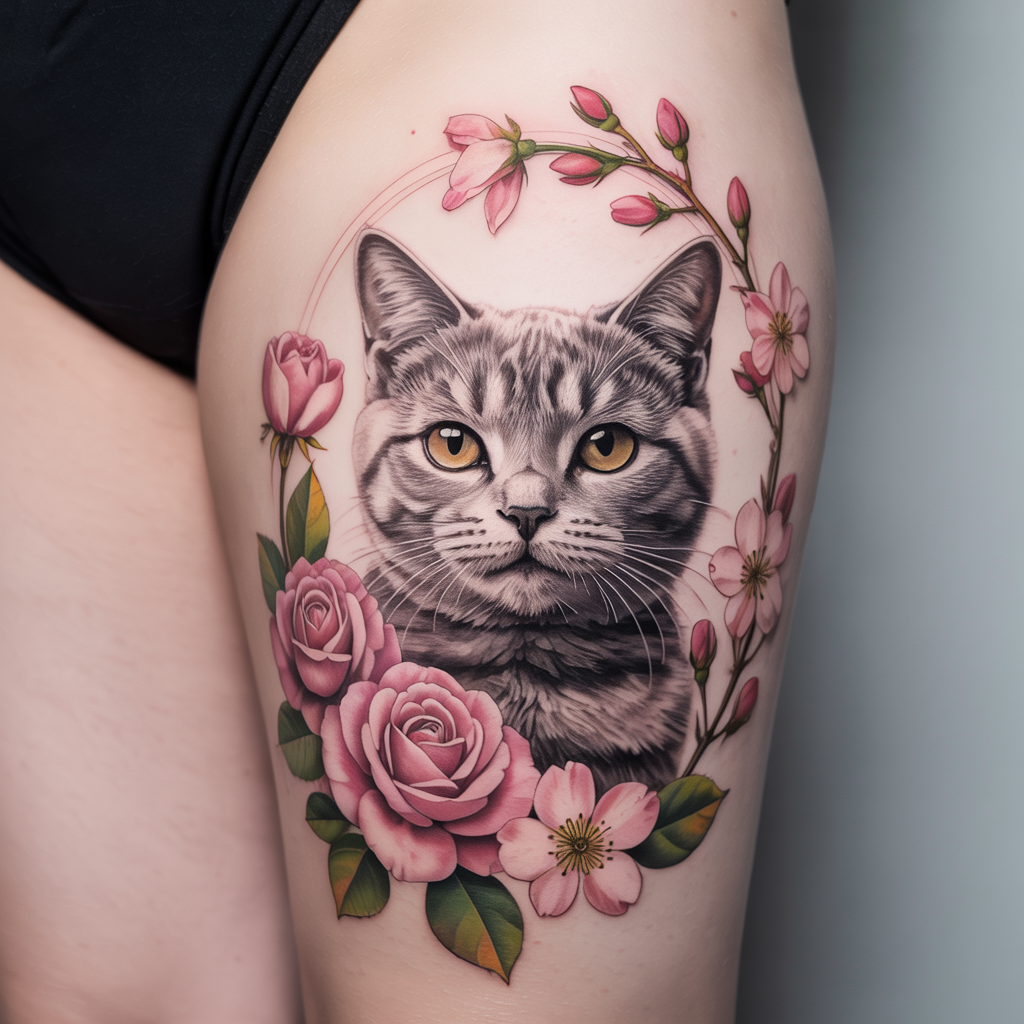 12. Cat With Floral Accents