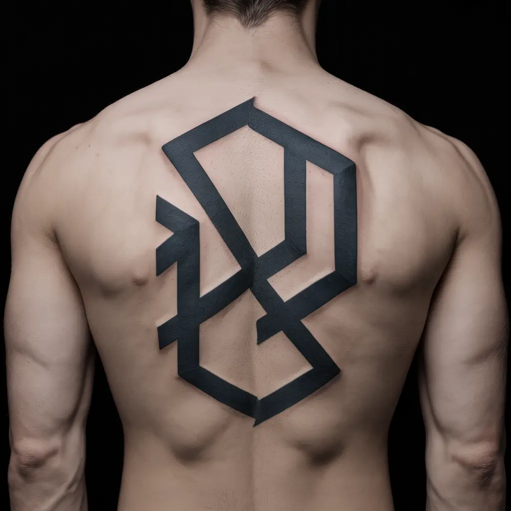 15. Abstract Design Featuring Roman Numerals
Alt Text:
Geometric abstract tattoo on a man’s upper back featuring Roman numerals integrated into angular shapes — a modern and creative Roman numeral tattoo design.