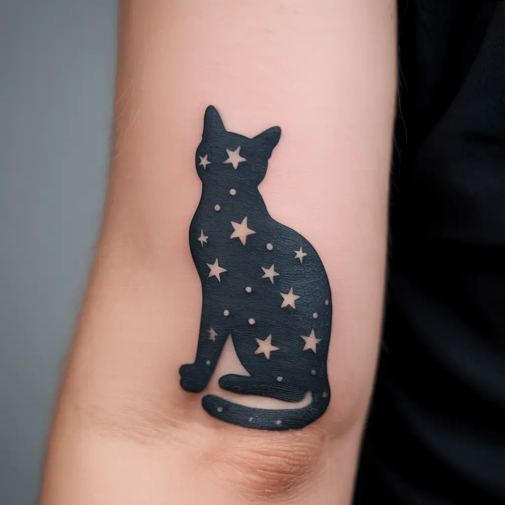 15. Cat Silhouette With Stars