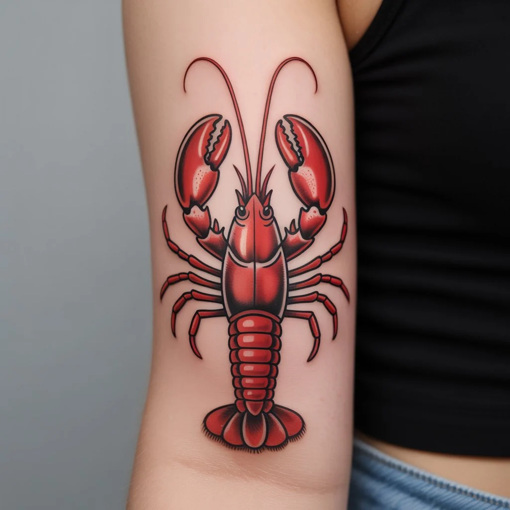16. Vibrant Lobster Tattoo Delight