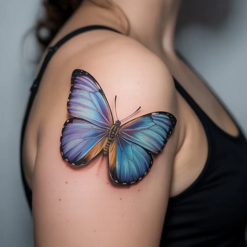 Butterfly hand tattoos for women in vibrant color or black ink, symbolizing transformation and feminine beauty.