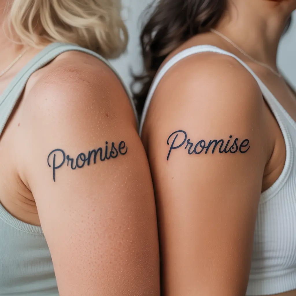 Promise-themed matching tattoos for best friends representing trust, loyalty, and lasting bonds.

