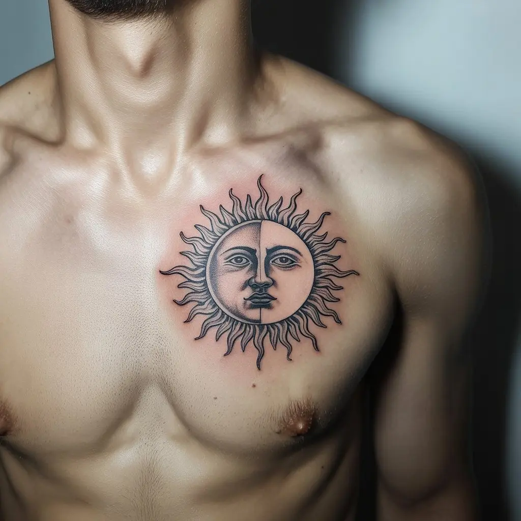 Sun and moon hand tattoos for women featuring balanced celestial symbols in black ink, representing harmony and duality.