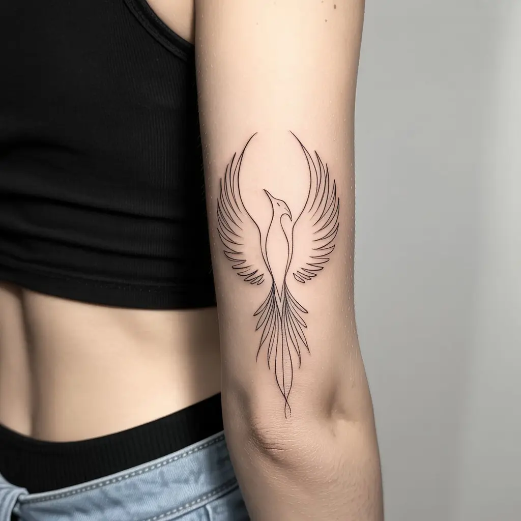 2. Minimalist Line Art Phoenix