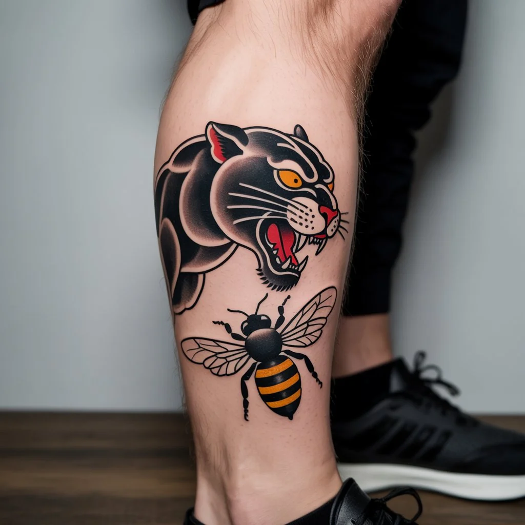 20. Mesmerizing Panther and Bee Design