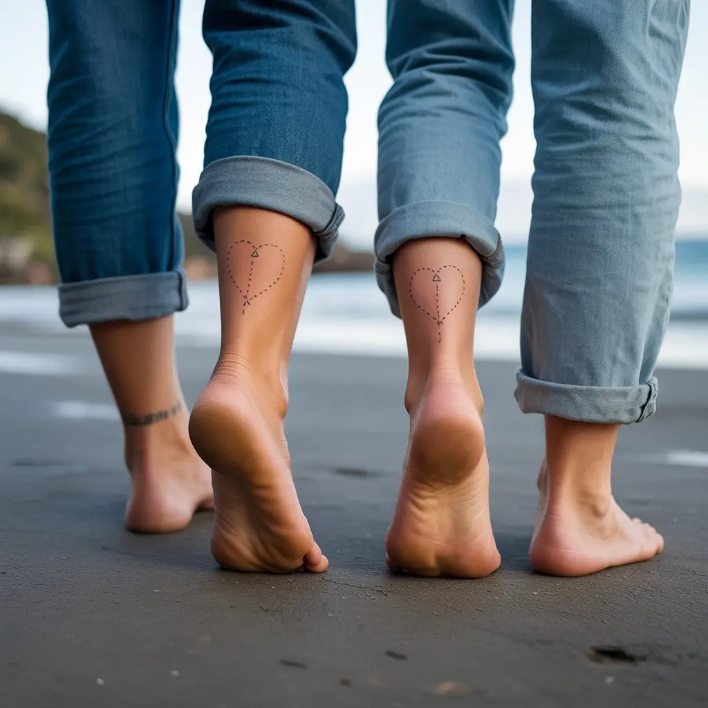 Small but symbolic matching tattoos for best friends representing a heartfelt journey together.

