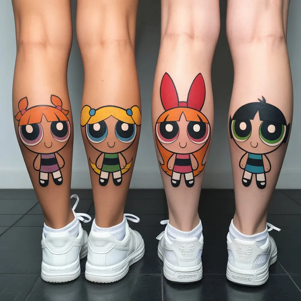 Powerpuff Girls matching tattoos for best friends honoring a nostalgic and powerful connection.

