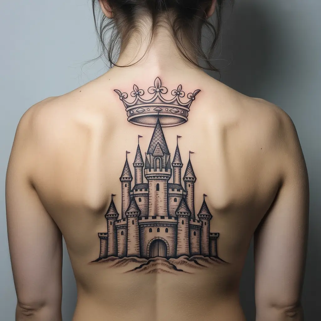 26. Mesmerizing Castle Crown Tattoo
