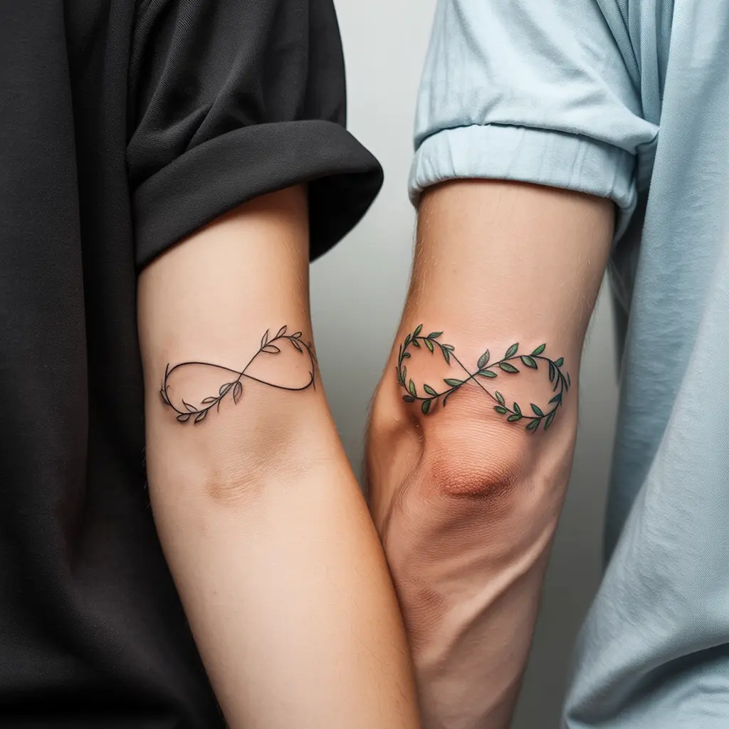 Minimalist matching tattoos for best friends symbolizing unbreakable and lifelong connection.

