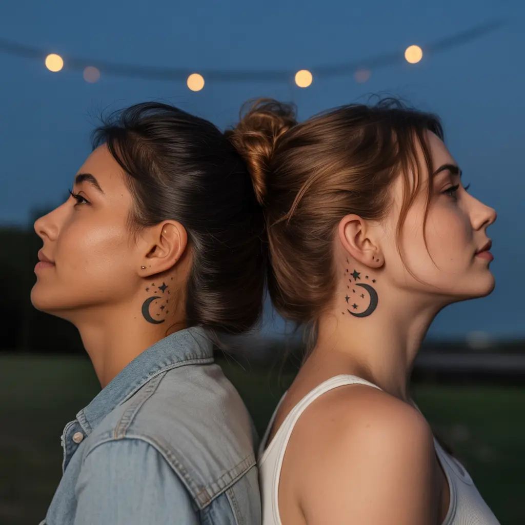Moon-themed matching tattoos for best friends capturing quiet beauty and deep meaning.

