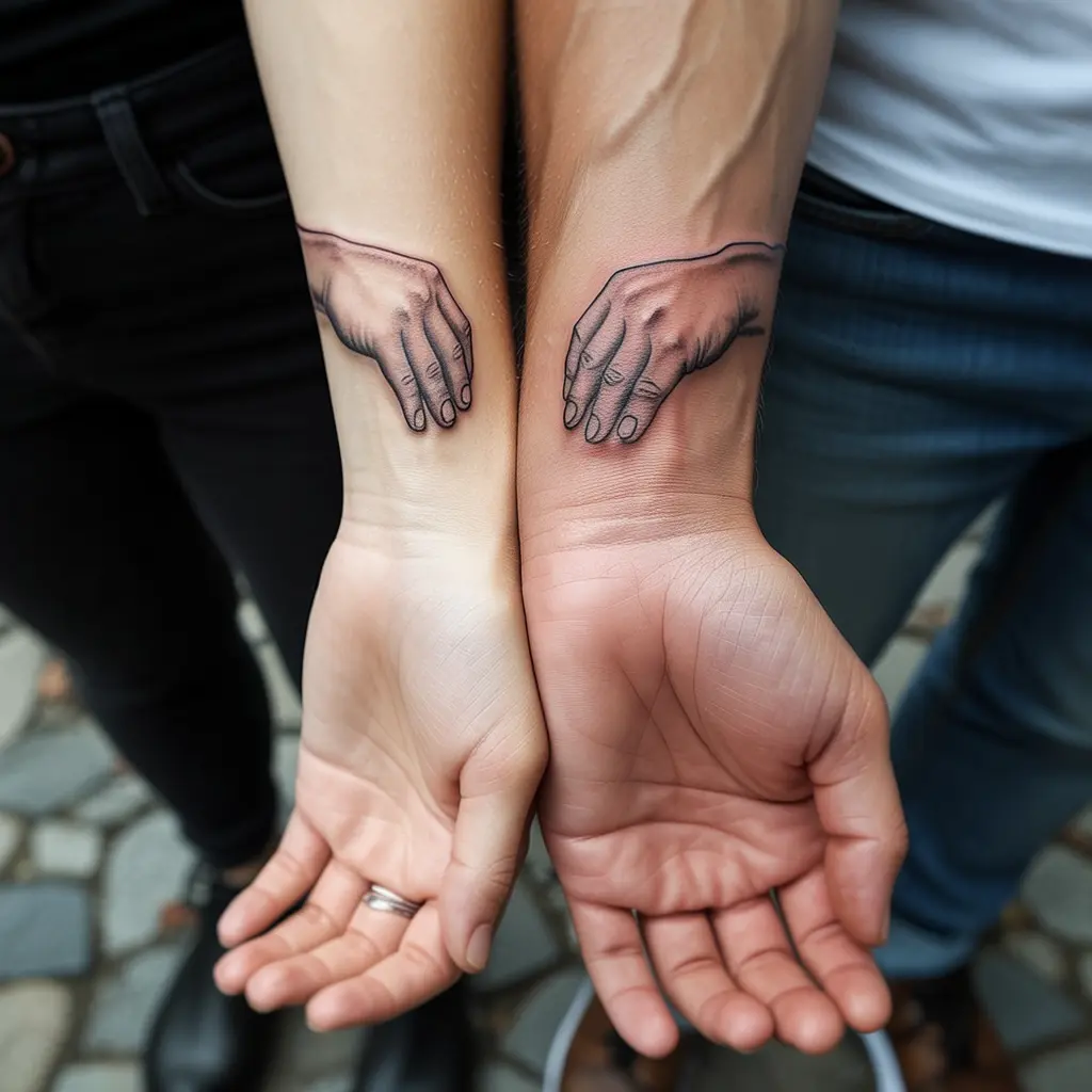 Delicate & Meaningful Bond – minimalist matching tattoos for best friends symbolizing subtle yet deep connections.


