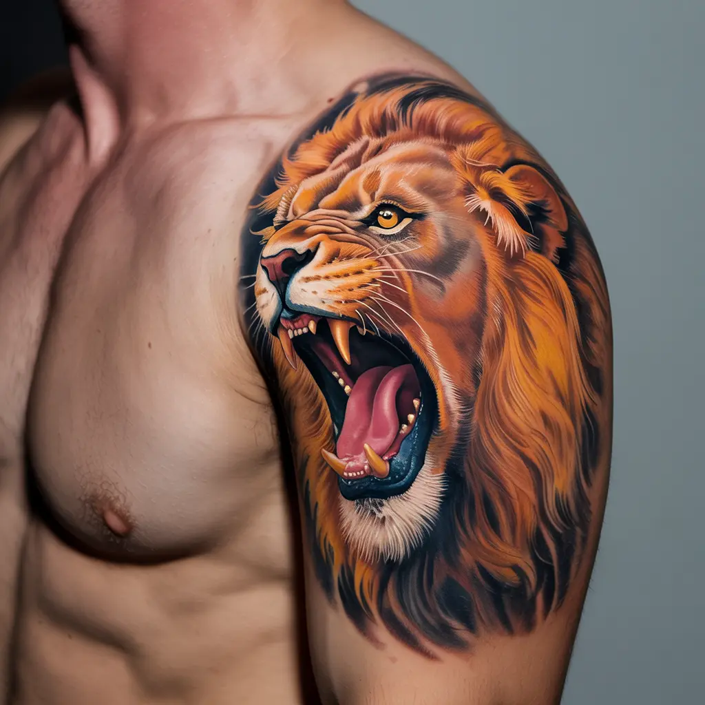 34. Remarkable Roar: A Timeless Tattoo