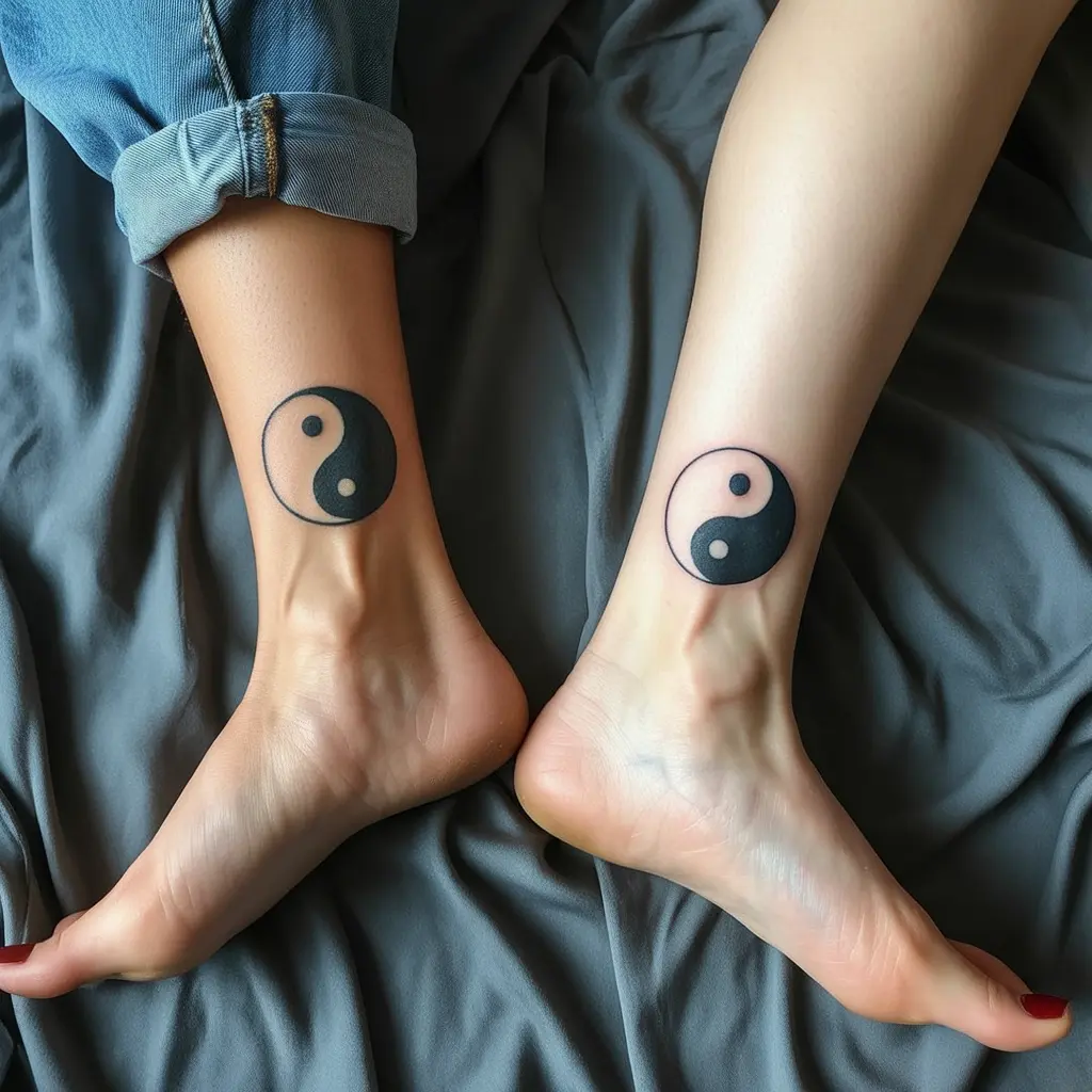 Matching tattoos for best friends featuring sun and moon elements for harmony and eternal friendship.

