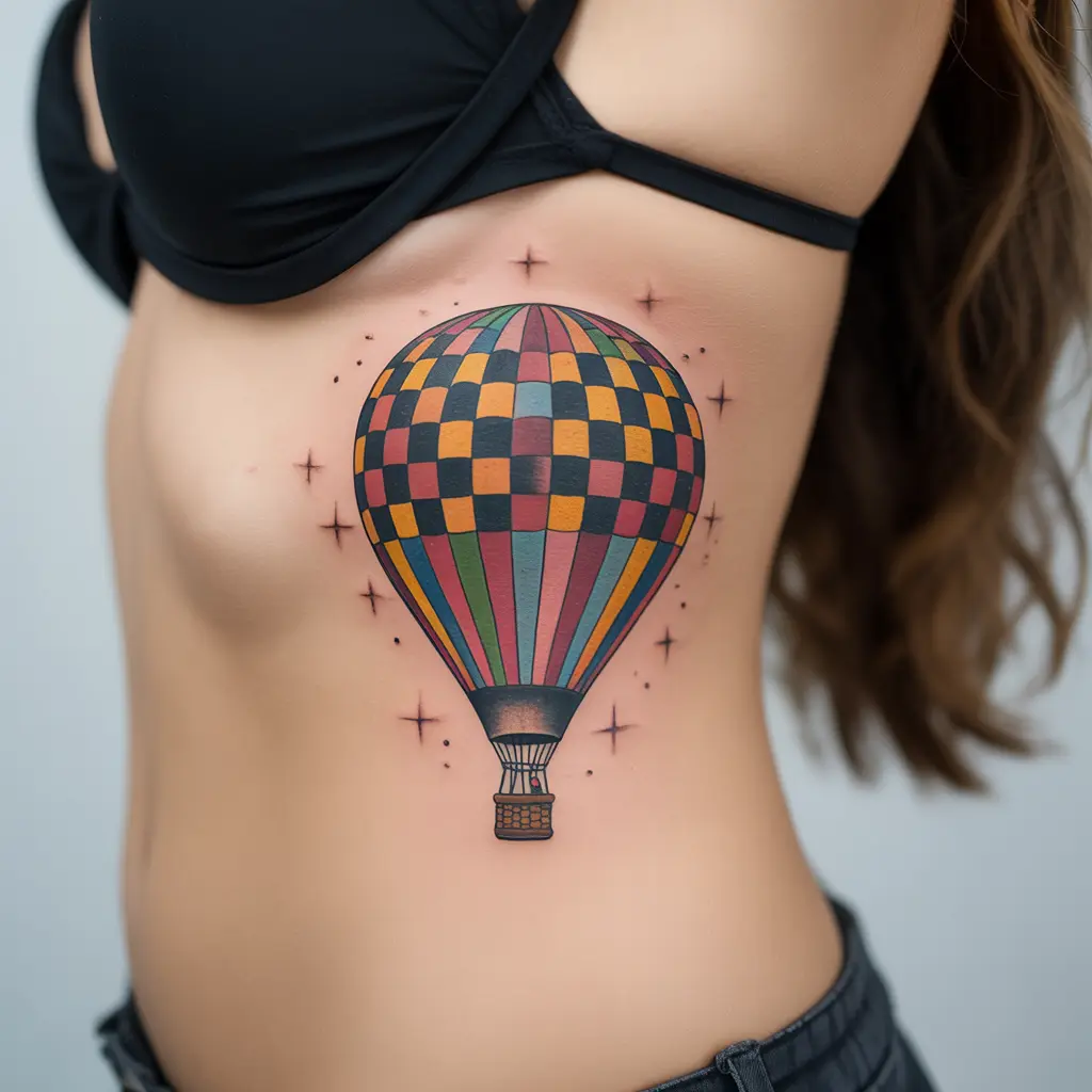 35 Captivating Hot Air Balloon Tattoo (1)