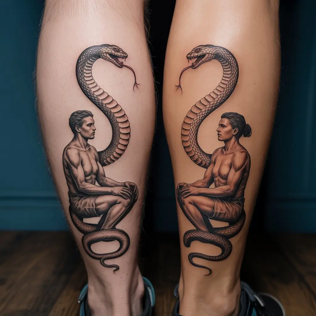 Snake-inspired matching tattoos for best friends symbolizing strength, transformation, and resilience.

