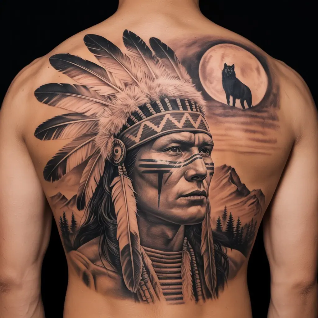 4. Native American Warrior Tattoo