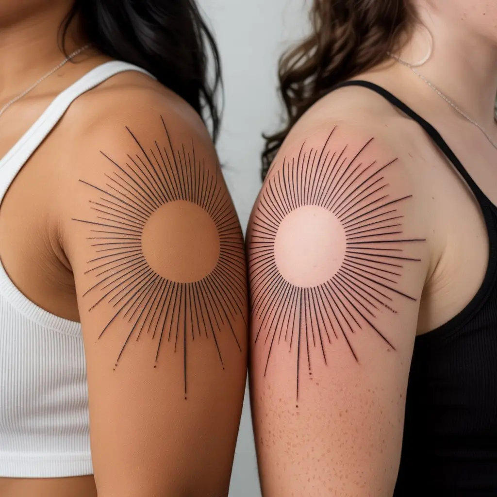 A Tattoo That Tells a Story – matching tattoos for best friends with single-line hearts, tiny anchors, or split quotes.

