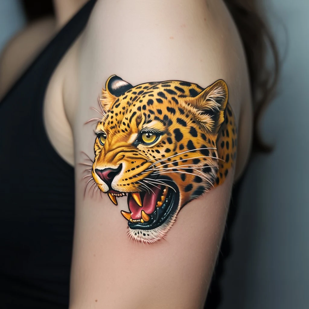 40. Vibrant Leopard Tattoo Design